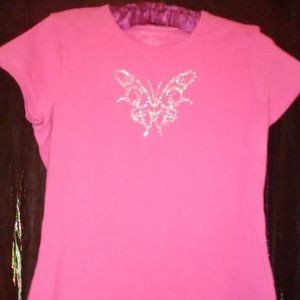 Green Source Womens Shirt Pink/ Butterfly Size XL